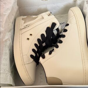 Geox Cream High-Top Sneakers with Black Laces